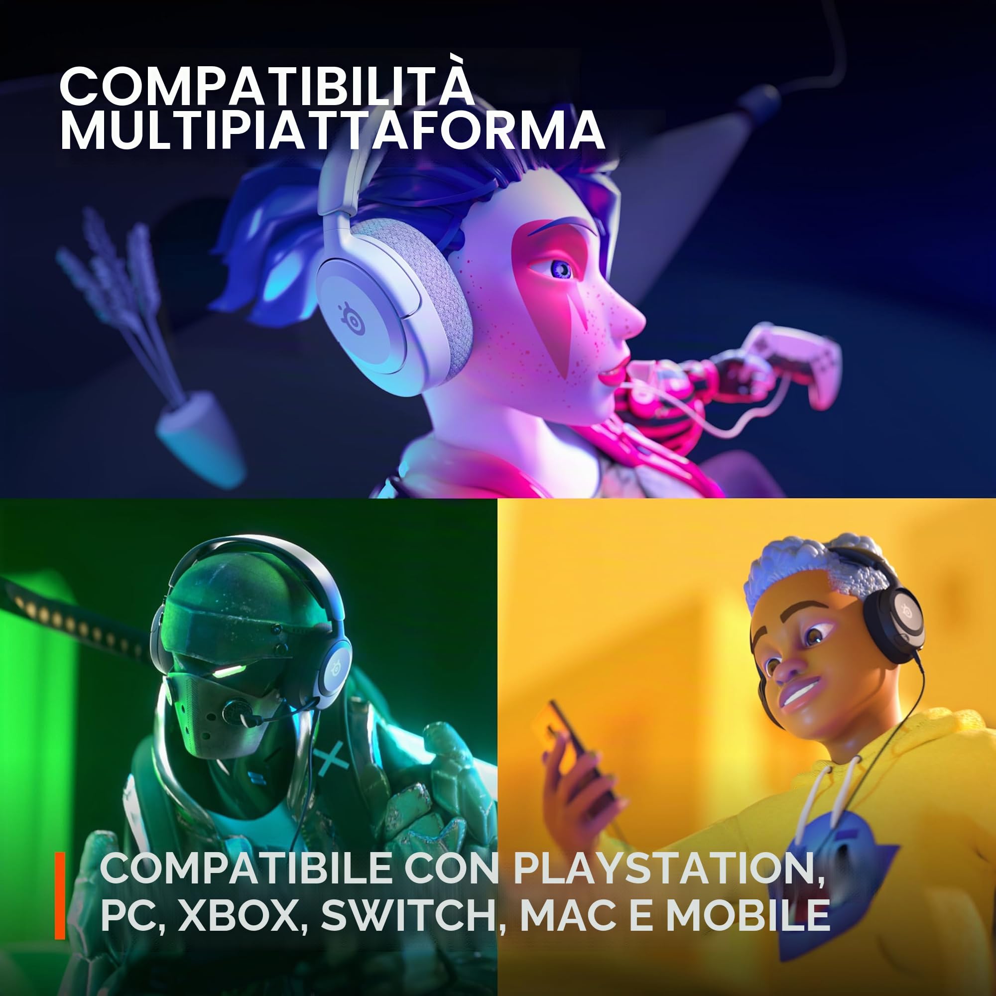 SteelSeries Arctis Nova 1P Cuffie da gioco multi-sistema - Driver Hi-Fi - Audio spaziale a 360° - Design confortevole - Durevole - Leggero - Microfono con cancellazione del rumore - PS5/PS4, PC, Xbox,