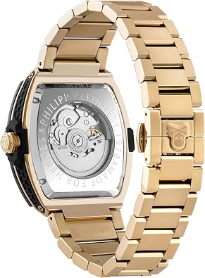 Philipp Plein Collection Luxury Mens Watch Timepieces with a Gold Bracelet and Case Featuring a Black Dial