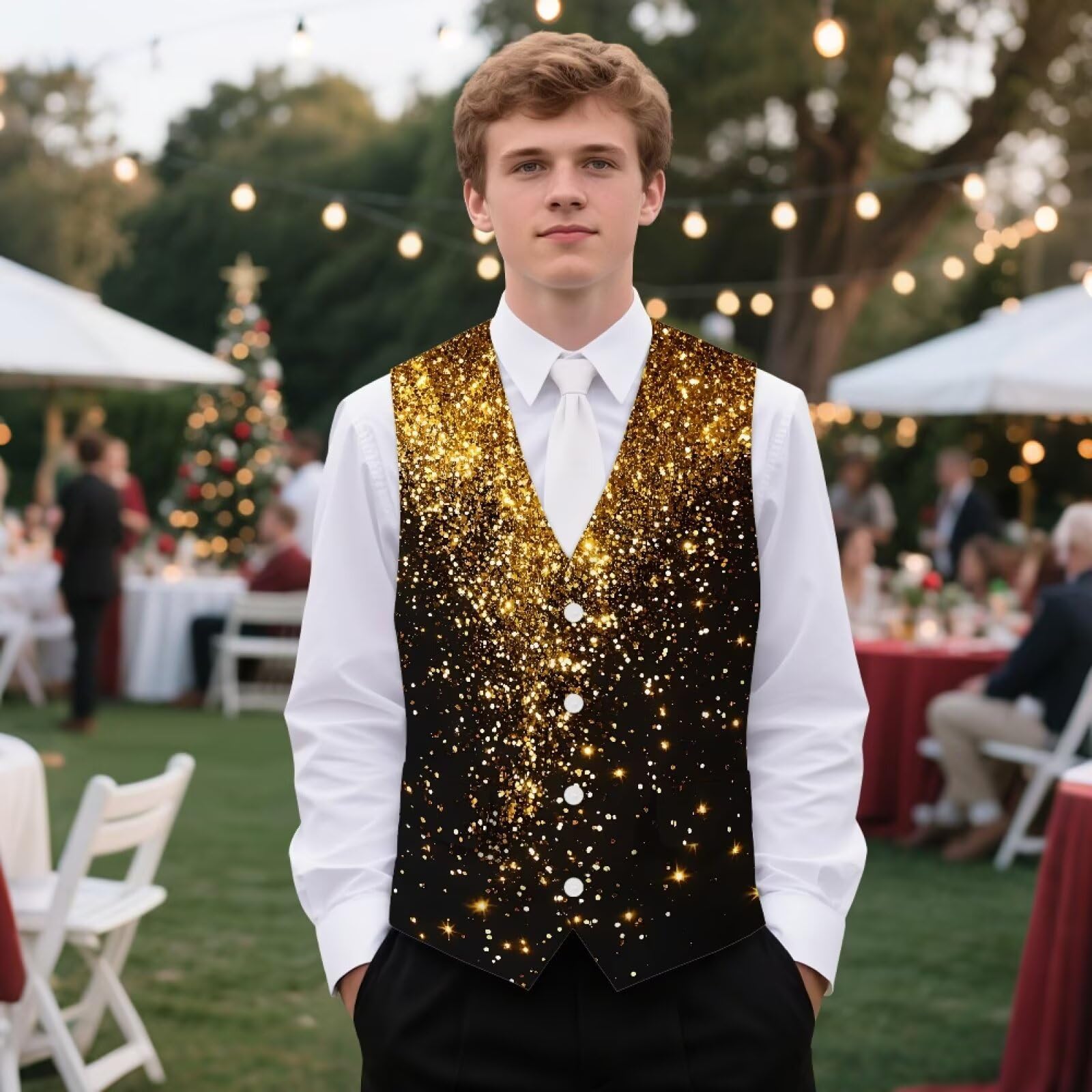 Chaleco de traje para hombre, vestido formal de negocios, ajustado, para trabajo, boda, chaleco con bolsillos para trajes de esmoquin