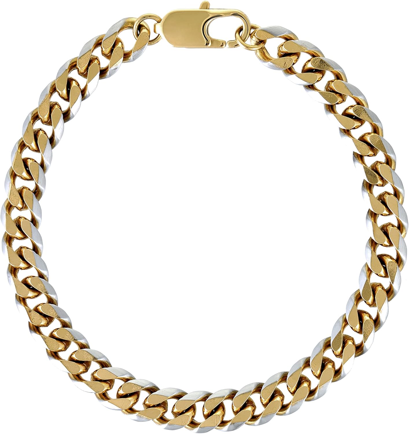 Metro Jewelry Two Tone Curb Chain Bracelet for Men in Stainless Steel with Yellow Gold Ion Plating - 8.5 Inches Long 8 mm Wide with Lobster Claw - Image 2