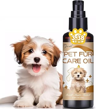 Pjordo Pet Fur Care Oil, 3.38 FL OZ Natural Oils with Collagen for Detangles, Reduces Shedding, Shiny & Silky Coat, Leave-in Conditioner for Dogs & Cats