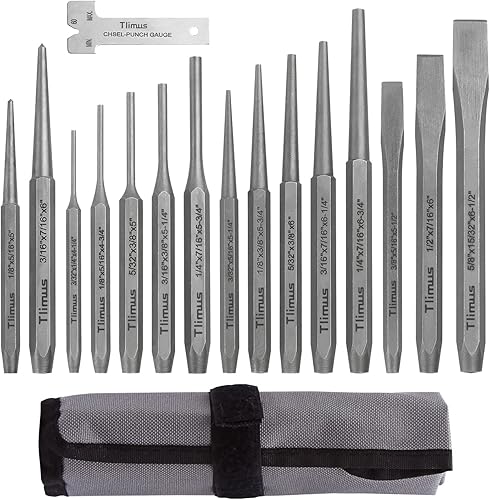Miniatura 6 de Juego de 28 piezas de punzón y cincel, cónico, frío, alfiler, punzón central incluido