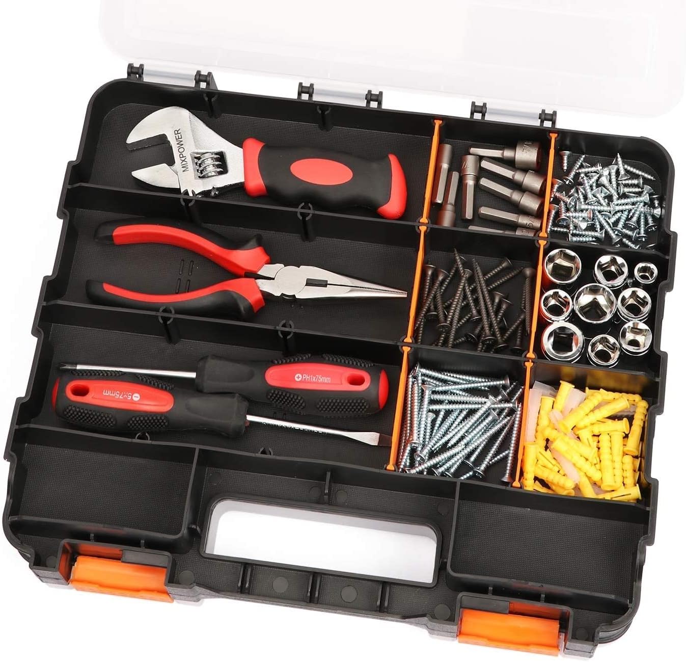 Hn with Yn Double-sided tool storage box, screw organizers and storage bins, small parts organizer box, suitable for storing screws, nuts and Fishing Lures Baits Fishing Hooks other small tool boxes - 