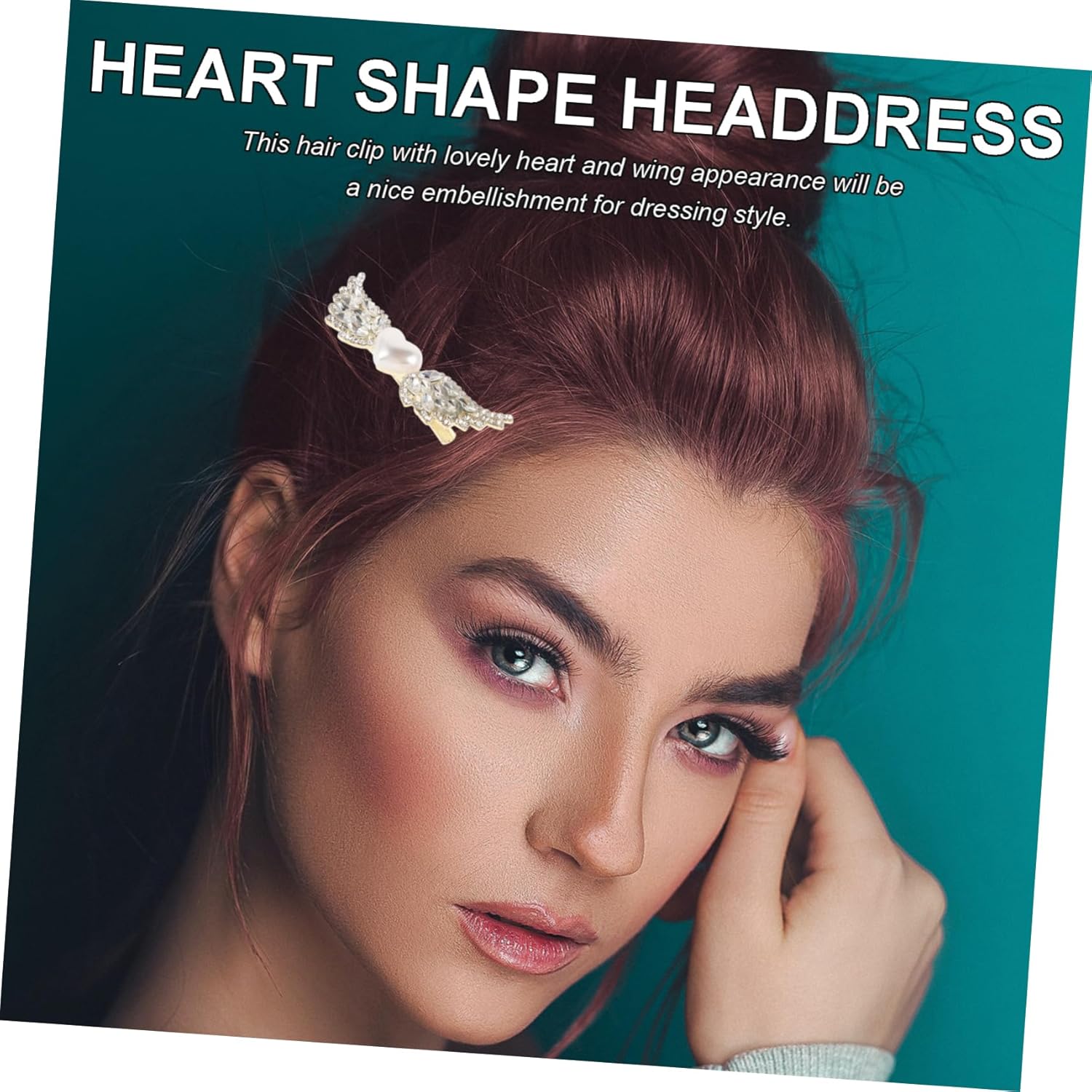 Beatifufuファッショナブルなハートとウィングパールヘアクリップ天使の翼ヘアスタイリングクリップ