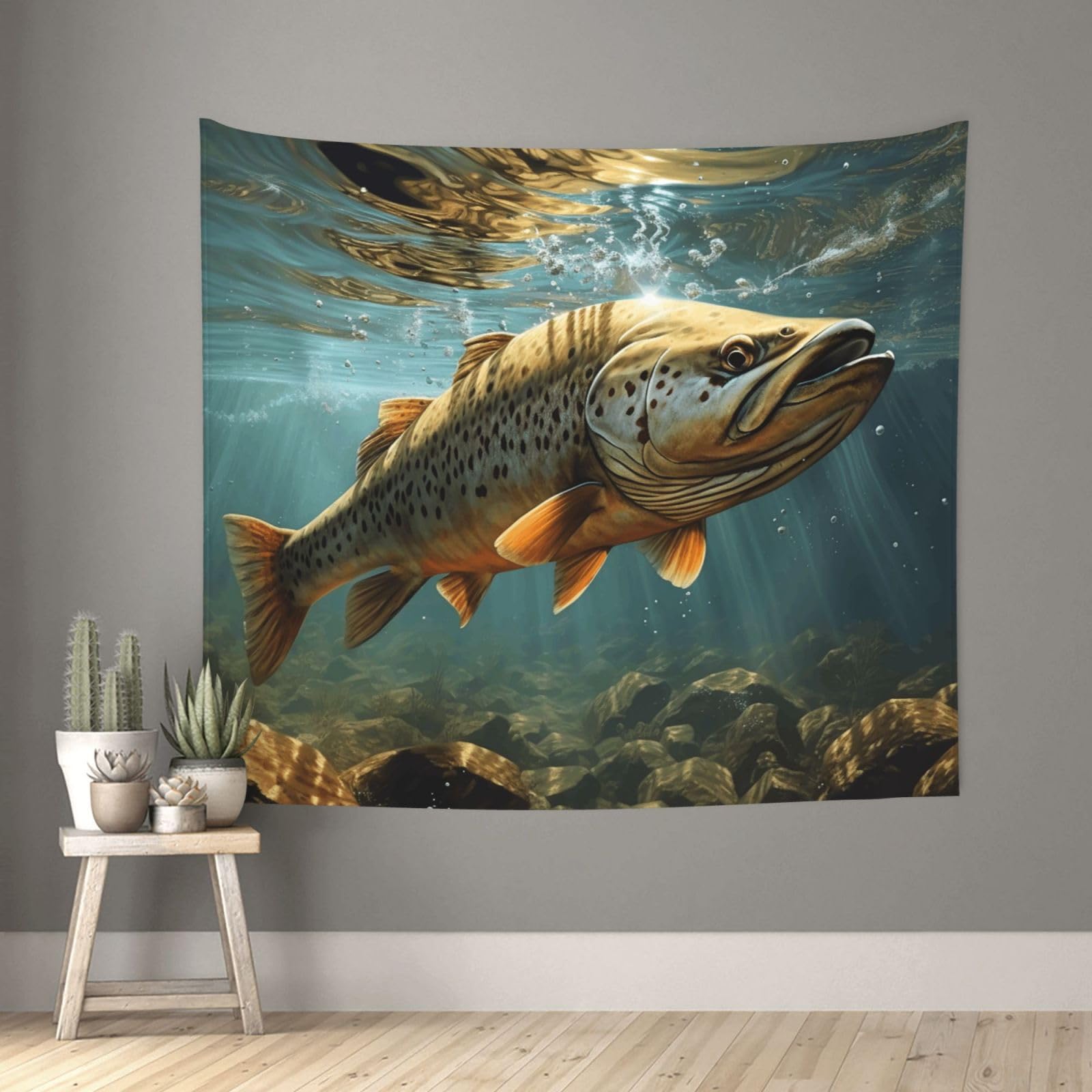 FodPand Fish Tapestry for Bedroom Aesthetic, Wall Hanging Tapestries Art Decor Backdrop Wall Tapestry for Dorm Living Room Funny Poster Party Banner Background 51" X 60"