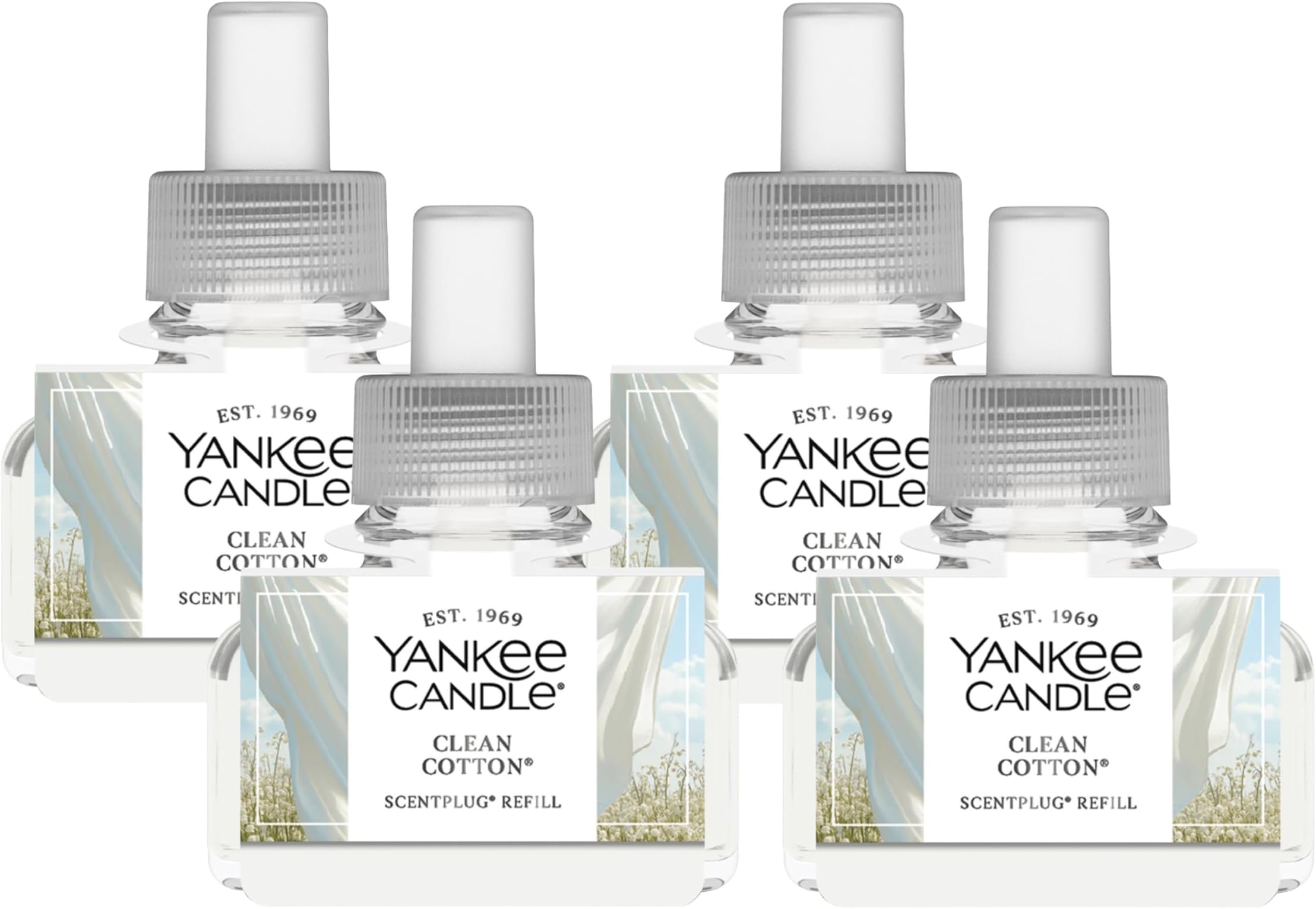 ScentPlug Refill for Plug in Air Fresheners, Scented Oil Refills, Long Lasting Home Fragrance, Clean Cotton (Pack of 4)