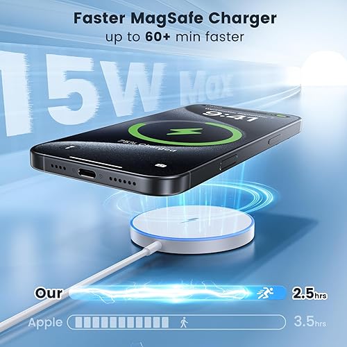 Miniatura 2 de Cargador inalámbrico magnético de 15 W, paquete de 2 cargadores rápidos para iPhone 17 Pro Max17 Pro16 Air171615141312 Series para AirPods Series
