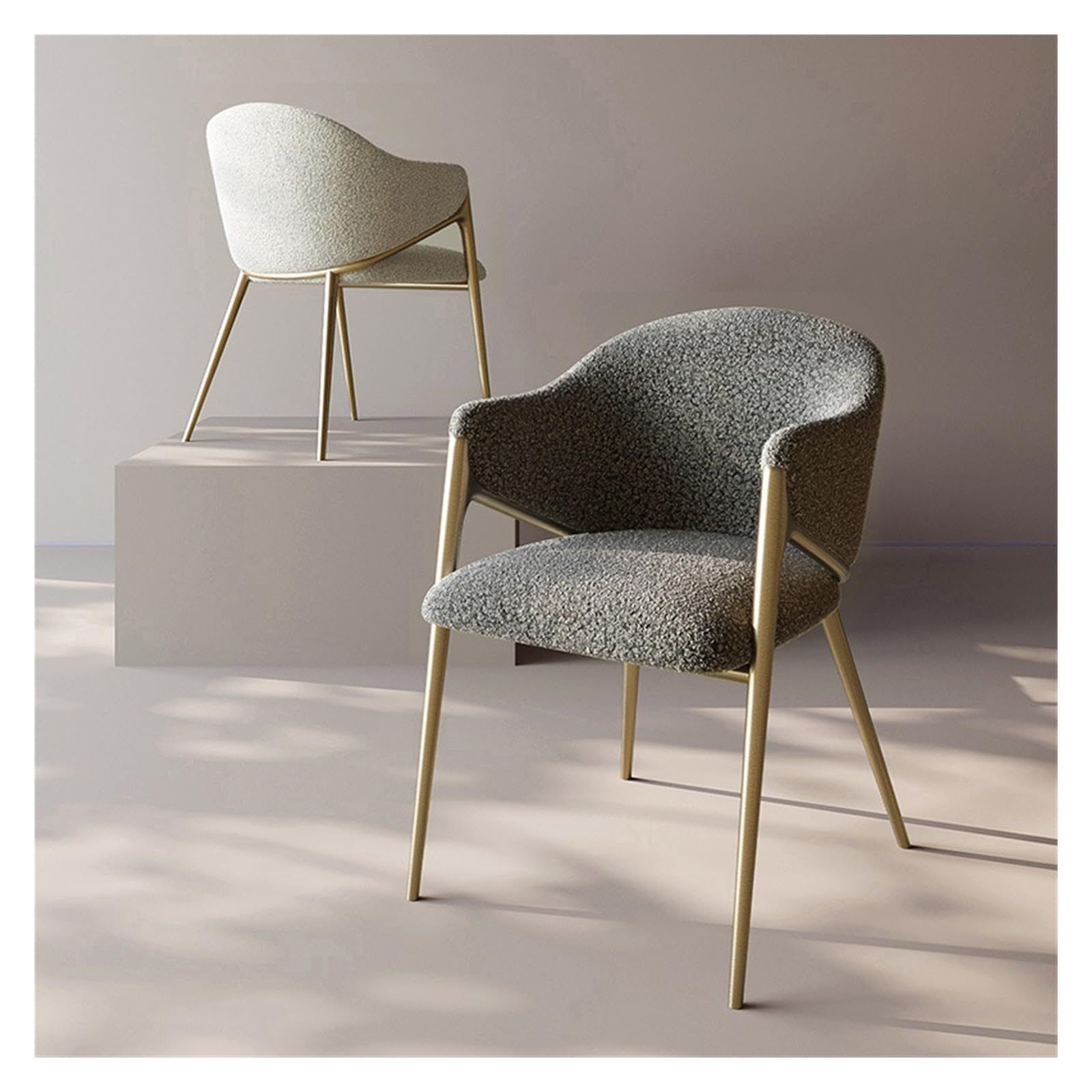 Chaise de Cuisine Chaises d'appoint, chaises de Salle à Manger avec Dossier en tonneau et Pieds métal, fauteuils rembourrés Fausse Fourrure, Salon(Green)