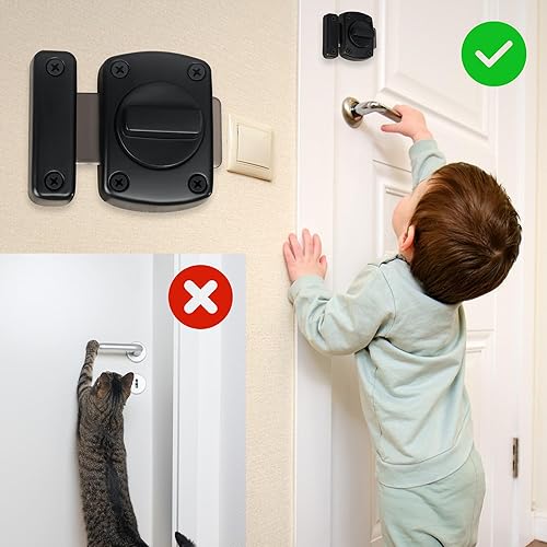 Miniatura 5 de Alise Pestillo de la puerta del perno deslizante, cerradura de seguridad de doble cara rotar hardware de la puerta, negro