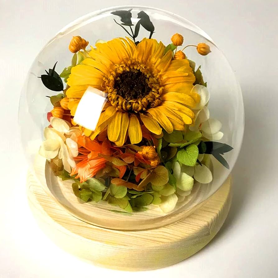 【みーです】ブリザードフラワーアレンジお仏花タイプ一対ひまわり風 ジューシー - プリザーブドフラワー 母の日 2025 ギフト