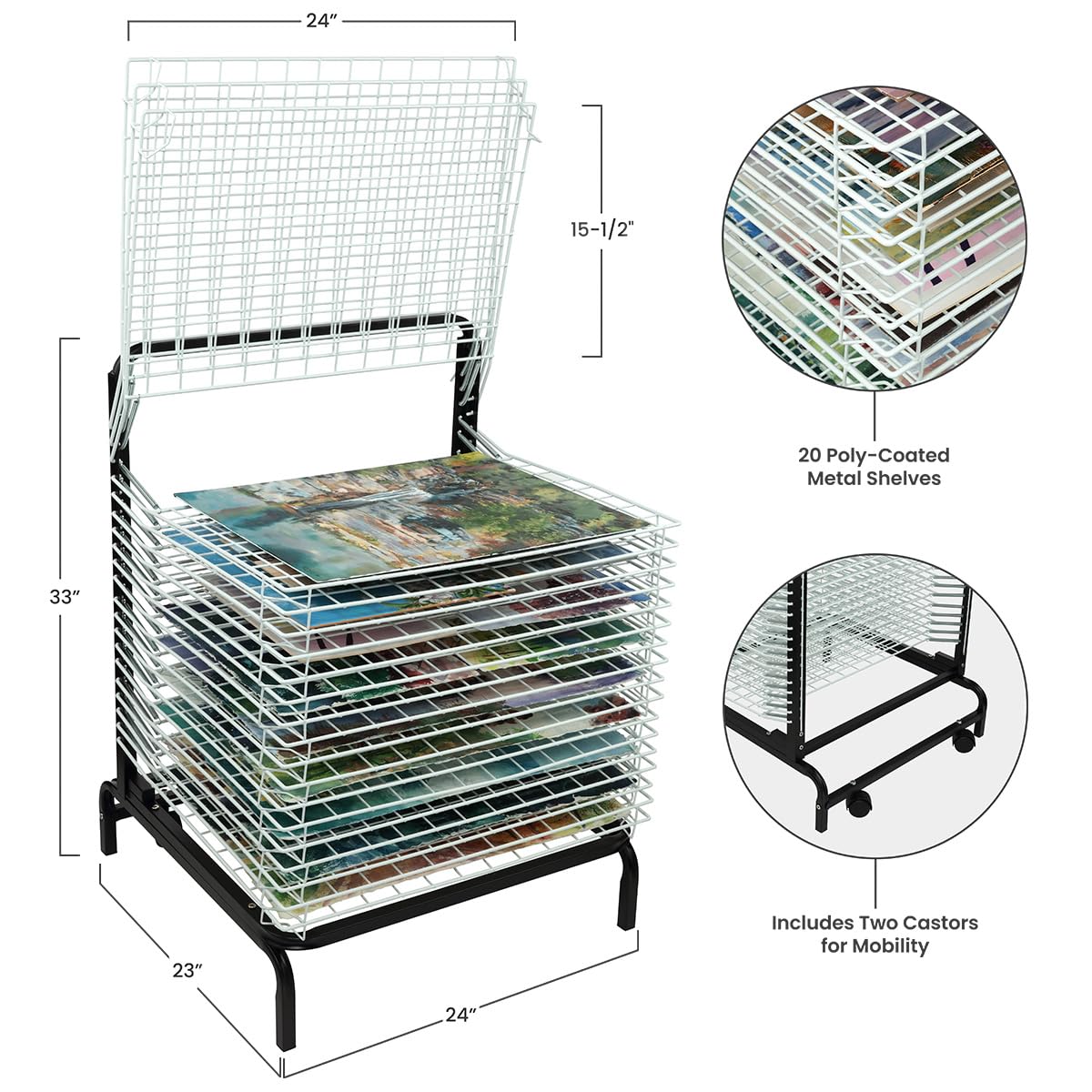 Creative Mark Stack N Dry Floor Art Drying Rack, Mobile Art Rack