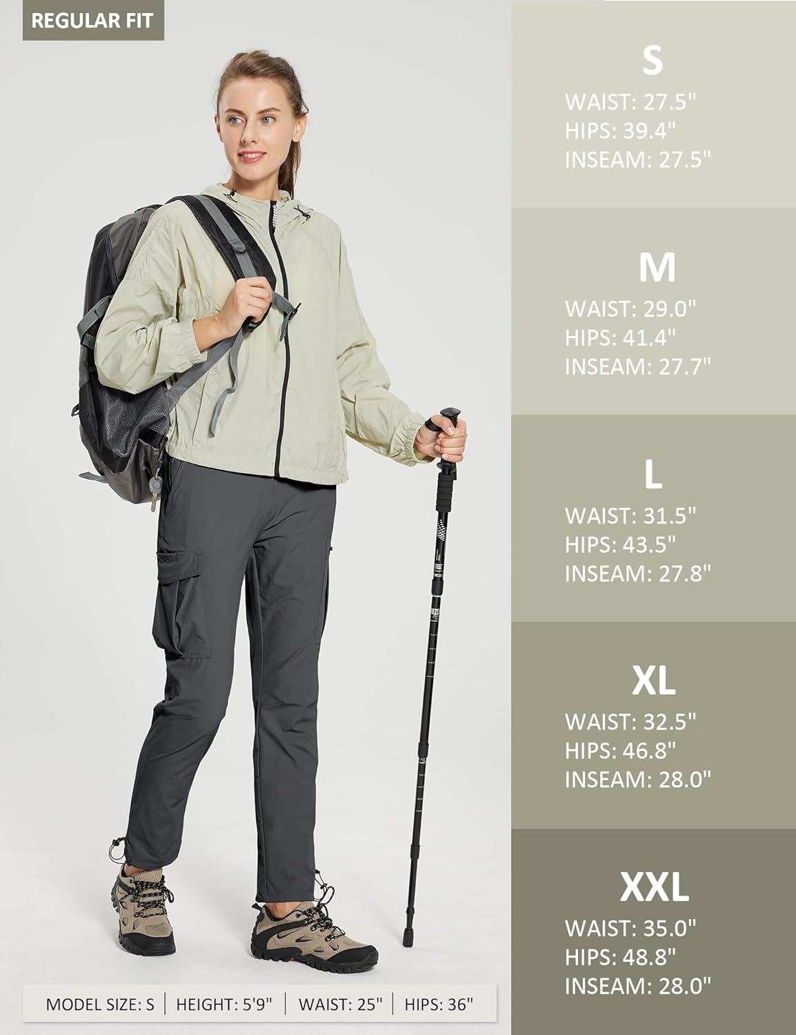 MOURCE Womens Hiking Pants Lightweight - Quick Dry Water Resistant Cargo Pants Women with 7 Pockets & Adjustable Ankle Cuffs - Image 6