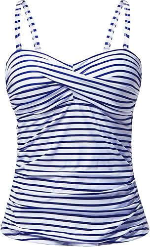 Holipick Parte superior tankini para mujer, traje de baño bandeau con control de abdomen, solo sin parte inferior