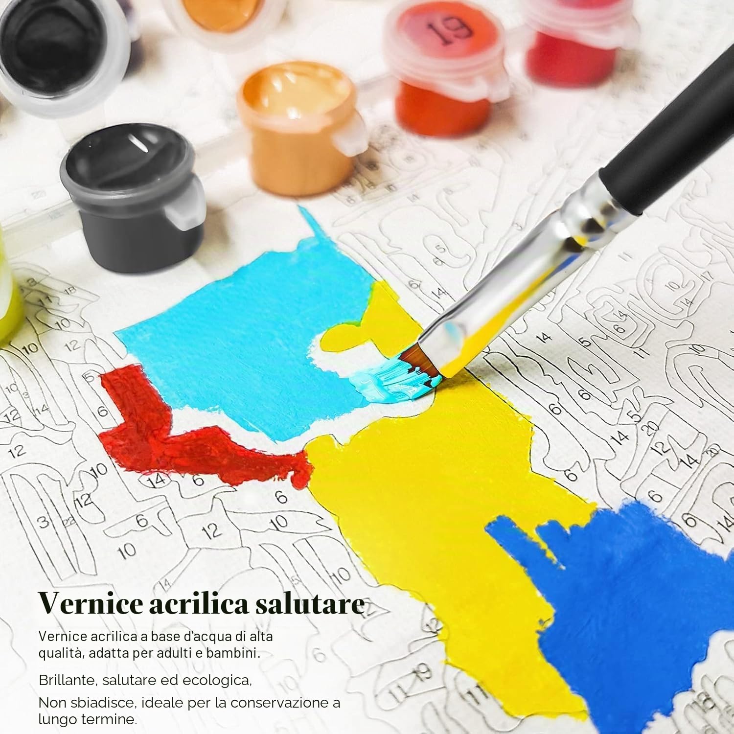 Bougimal Dipingere con i numeri adulti Animale con pennelli e colori acrilici inclusi - 40 x 50 cm, Elefante al tramonto, Con Telaio