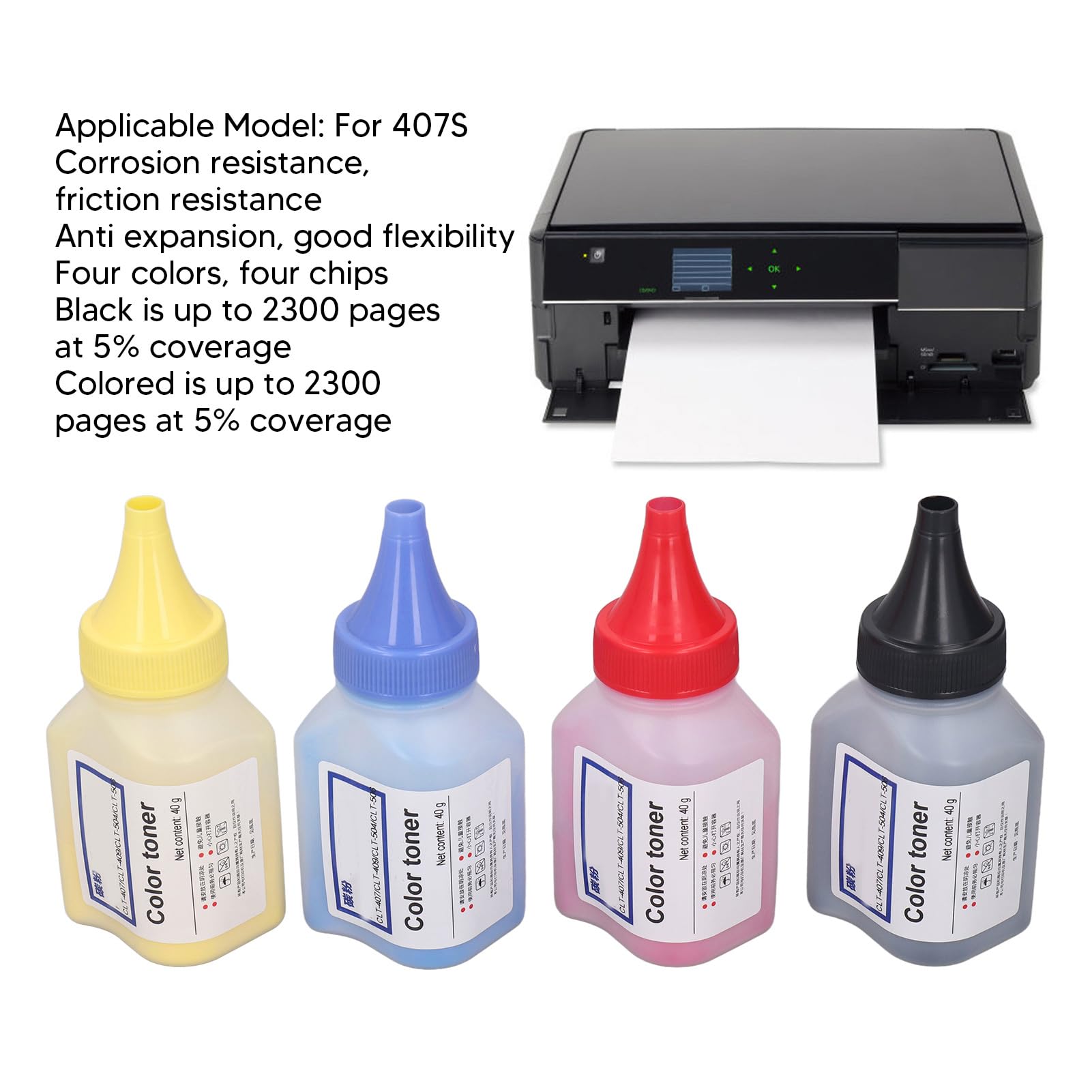 4 Stück Toner-Nachfüllset, 4 Farben, 2300 Seiten, Hohe Reichweite, Drucker-Toner-Nachfüllpulver-Set, Tonerpulver-Nachfüllset, Tonerpulver-Nachfüllset, Universelles
