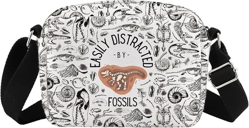 Dinosaur Fossil Crossbody Bag Vintage Paleontology T-Rex Funny Gift for Geologist Paleontologist Archeology Enthusiasts