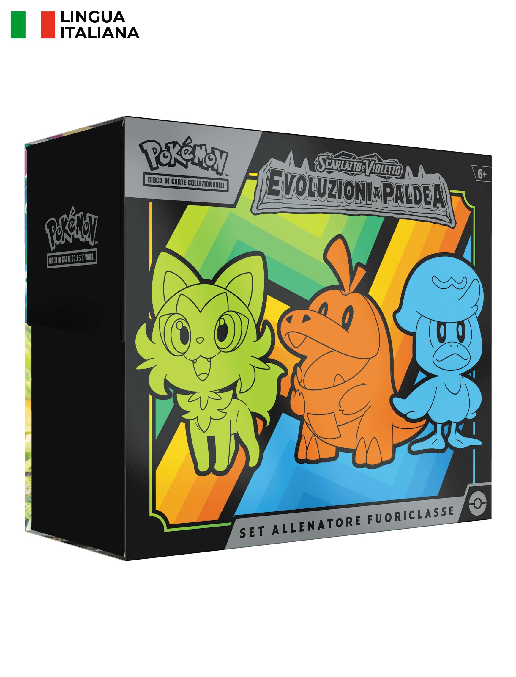 Set Allenatore Fuoriclasse dell’espansione Scarlatto e Violetto - Evoluzioni a Paldea del GCC Pokémon (nove buste di espansione e accessori premium), edizione in italiano