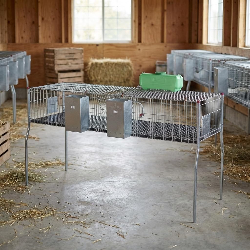 Suinga Gabbia per conigli a 2 reparti e pavimento in plastica, 200x62x99 cm