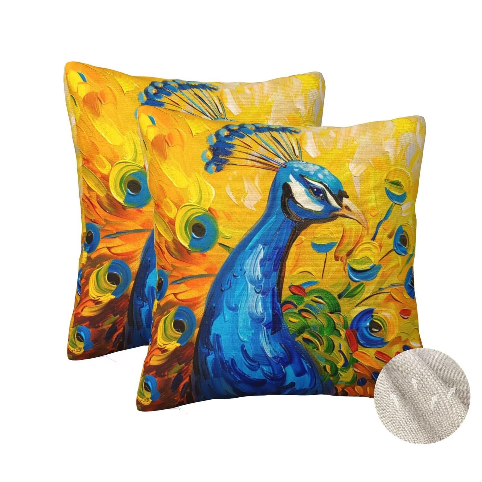Housses de coussin paon 70x70 cm pour créer une ambiance nature au salon