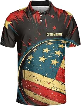 SHAANT Custom Name Classic US Flag Bowling Polo Shirt, Team