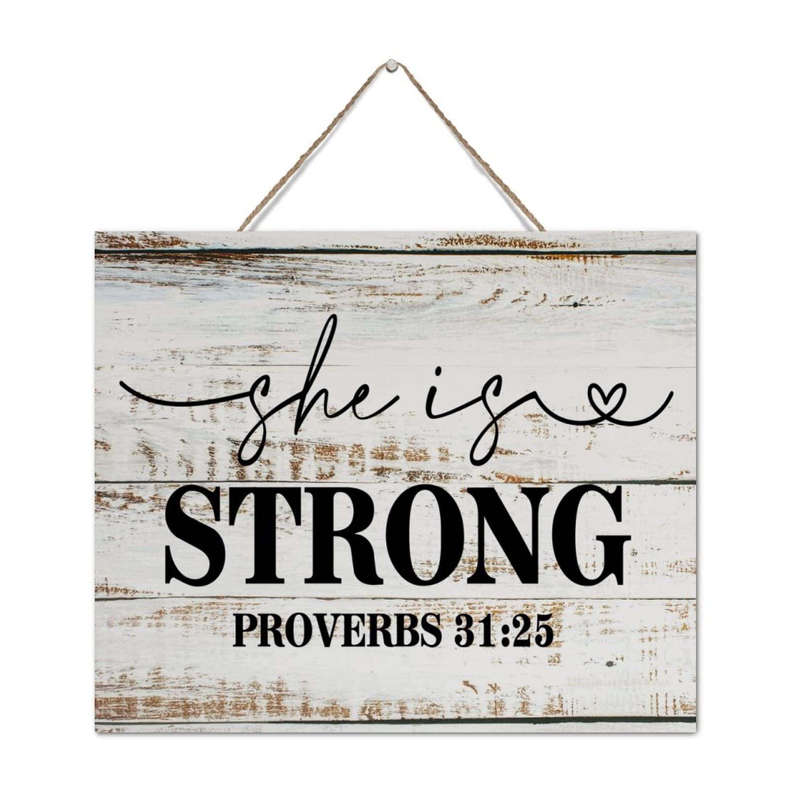Plaque en bois She Is Strong pour habiller un mur vide de bureau