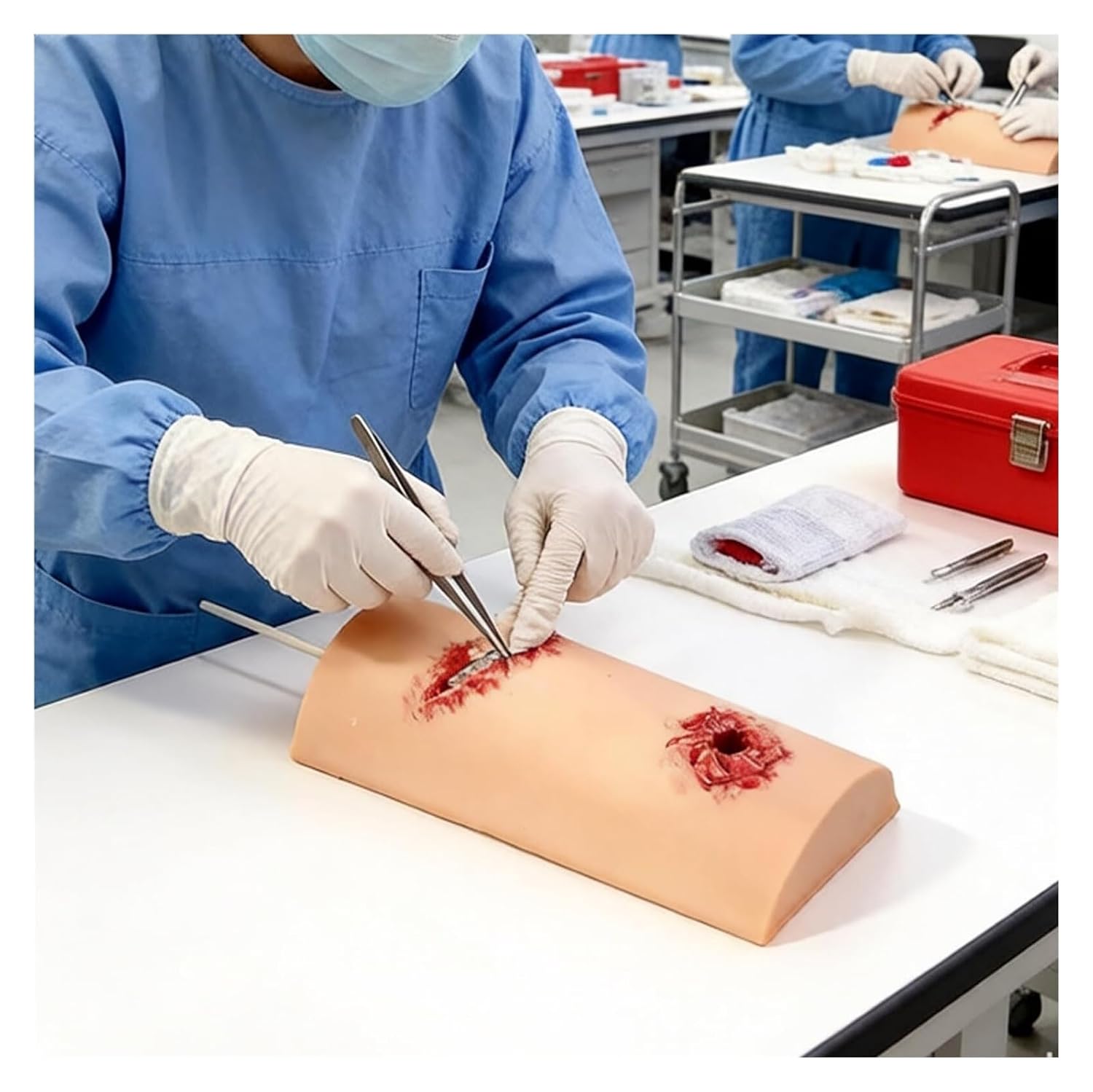 Wound Packing Trainer Kit, Reusable Laceration Simulator with Tourniquet Arm Trainer, Suture Model & Hemostatic Dressing Practice Module for Medical Training