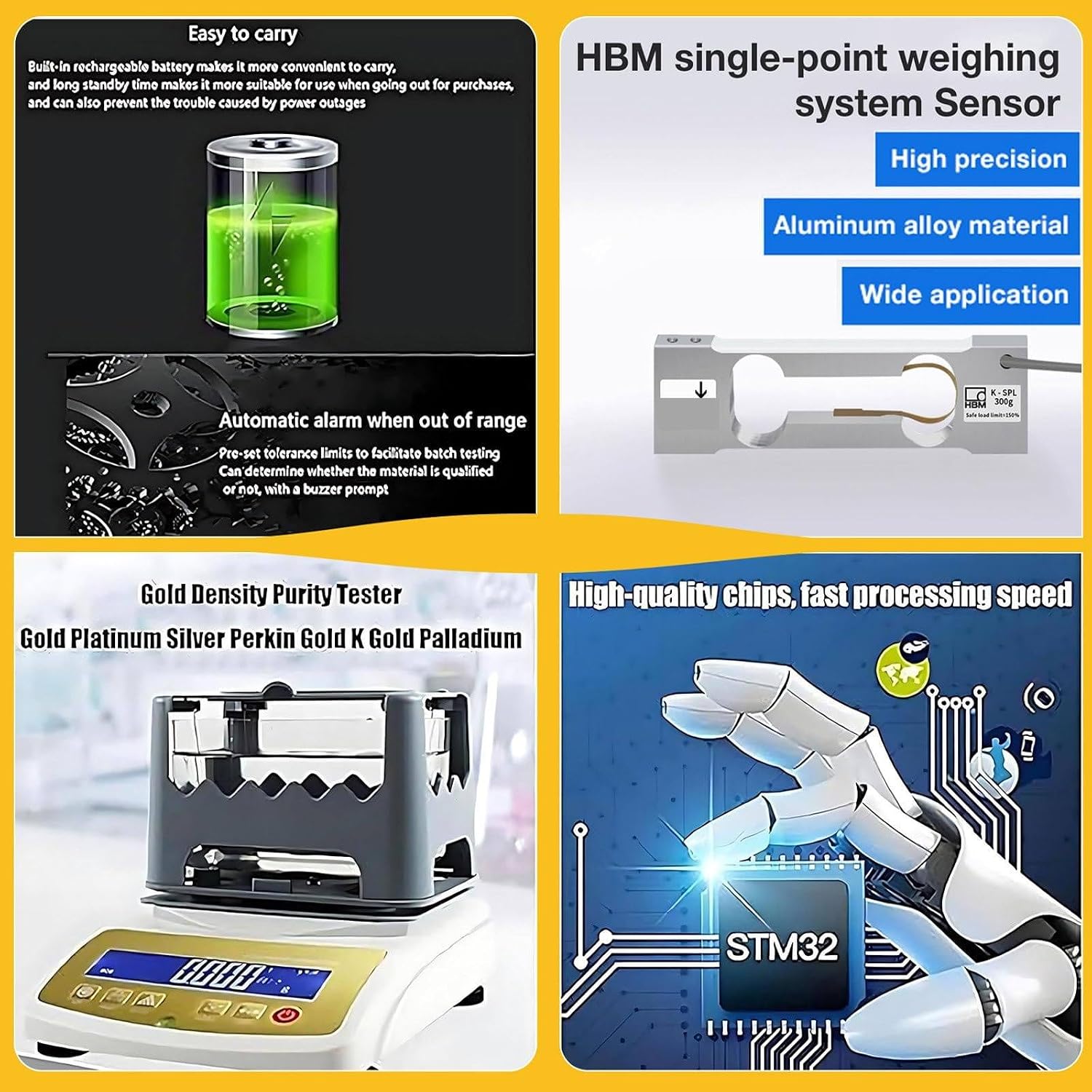Digital Electronic Gold Purity Tester Machine for Jewelry, Precious Metal Authenticity Tester, Gold Density Meter,Purity Density Meter,Gold Purity Content Detector MDJ~300K
