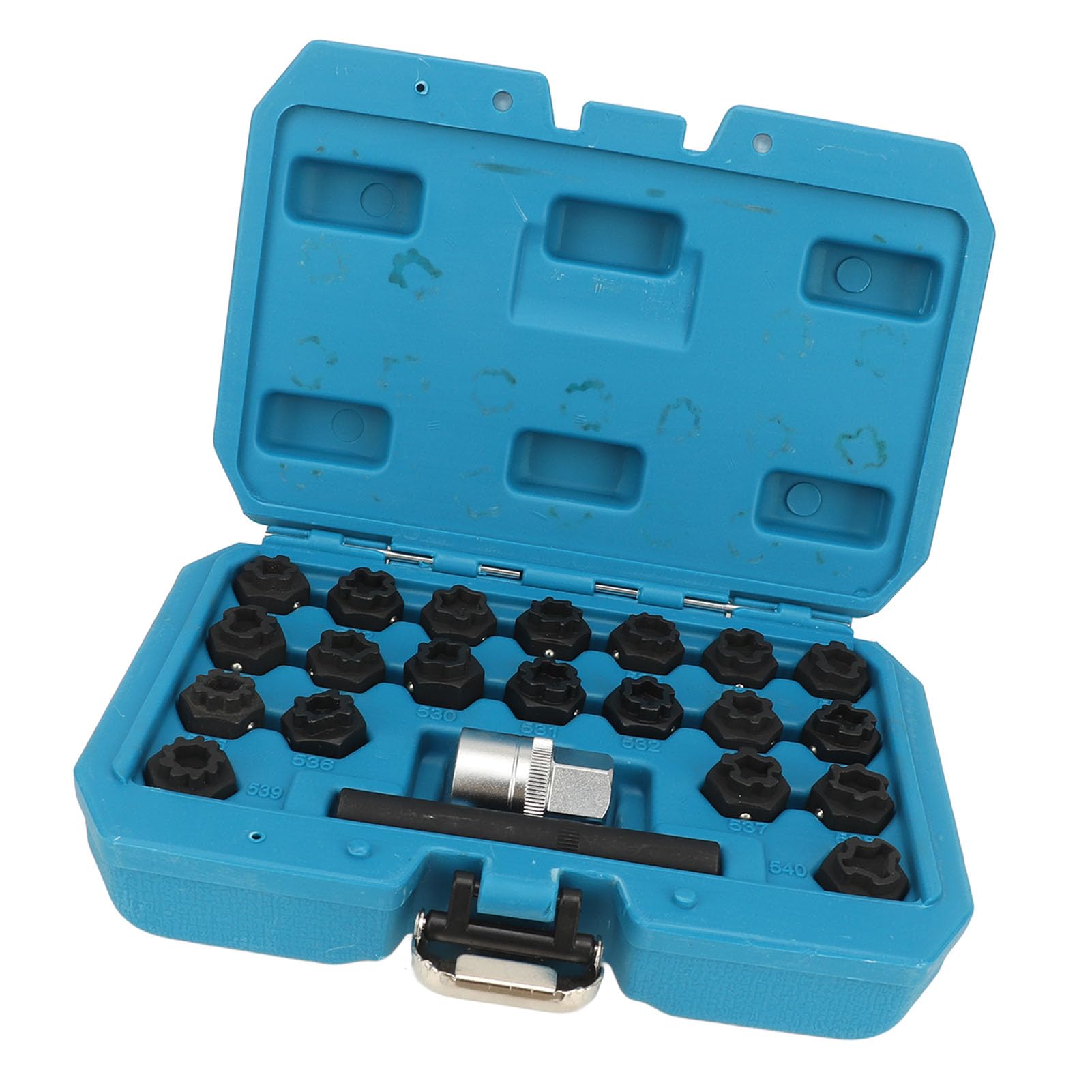Kit de Extracción de Llave de Bloqueo de Rueda de 22 Piezas T10313 Kit de Llave de Tuerca de Bloqueo de Rueda Herramienta de Extracción de Tuerca Antirrobo de Molibdeno Cromado
