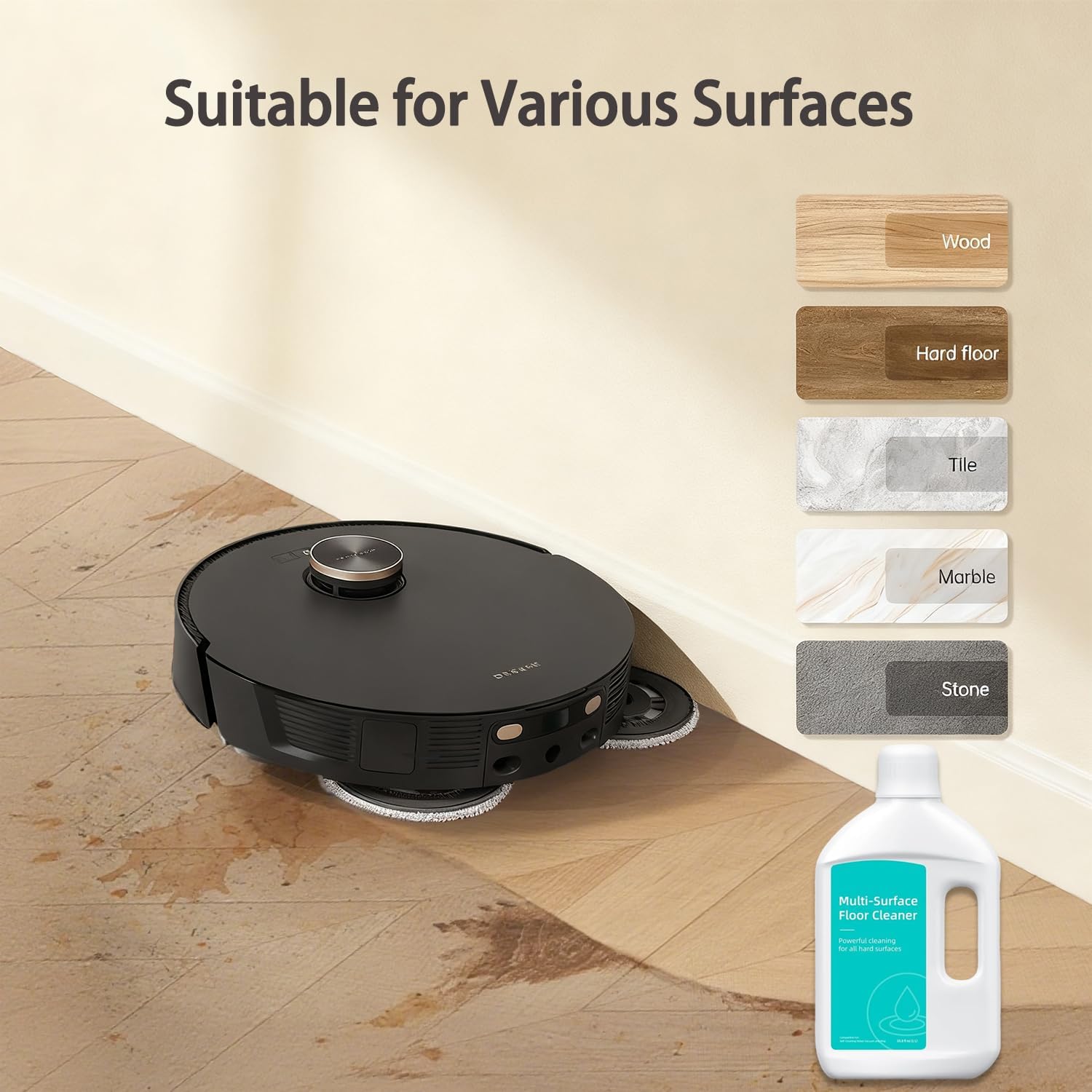 2 Pack Floor Cleaning Solution Compatible with Dreame Vacuum Cleaner Solution, Residue & Streak Free, Suitable for All Robot Vacuum Cleaners and Wireless Wet Dry Dual-Use Vacuum Cleaners