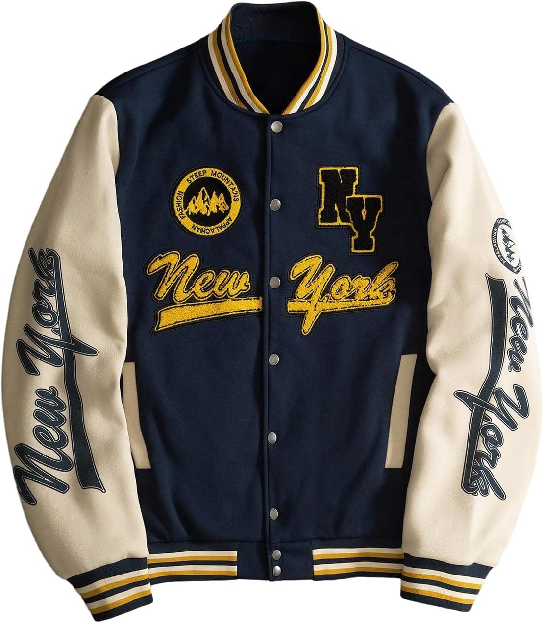 GORGLITTER Men's Graphic Varsity Jacket Letterman Baseball Bomber Jackets