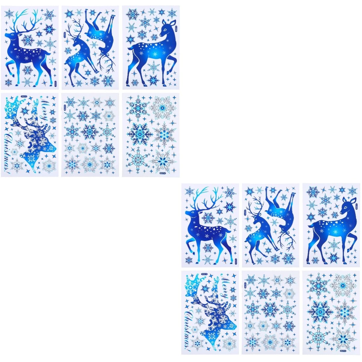 ABOOFAN 12hojas Pegatinas Navideñas De Translucido Para Decoración De Ventanas y Paredes De Calcomanías De Diseño De Reno Para Fiestas y Celebraciones Navideñas Hogar y Guarderías
