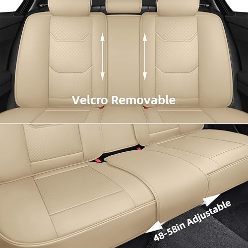 Miniatura 7 de CAPITAUTO Juego completo de fundas de asiento de automóvil, fundas de asiento de piel sintética para automóviles SUV, súper transpirables, borde de