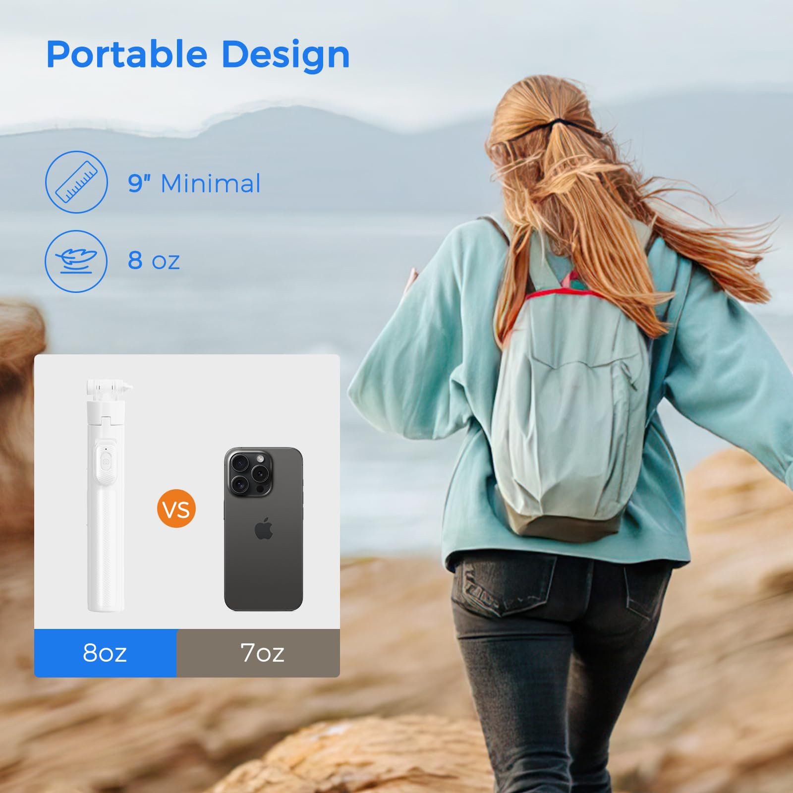 Selfie Stick Travel Tripod for Cell Phone with Remote Control and Phone Holder, Extendable Selfie Stick for iPhone, iPhone Tripod for Video Recording, 50 Inch, Pink