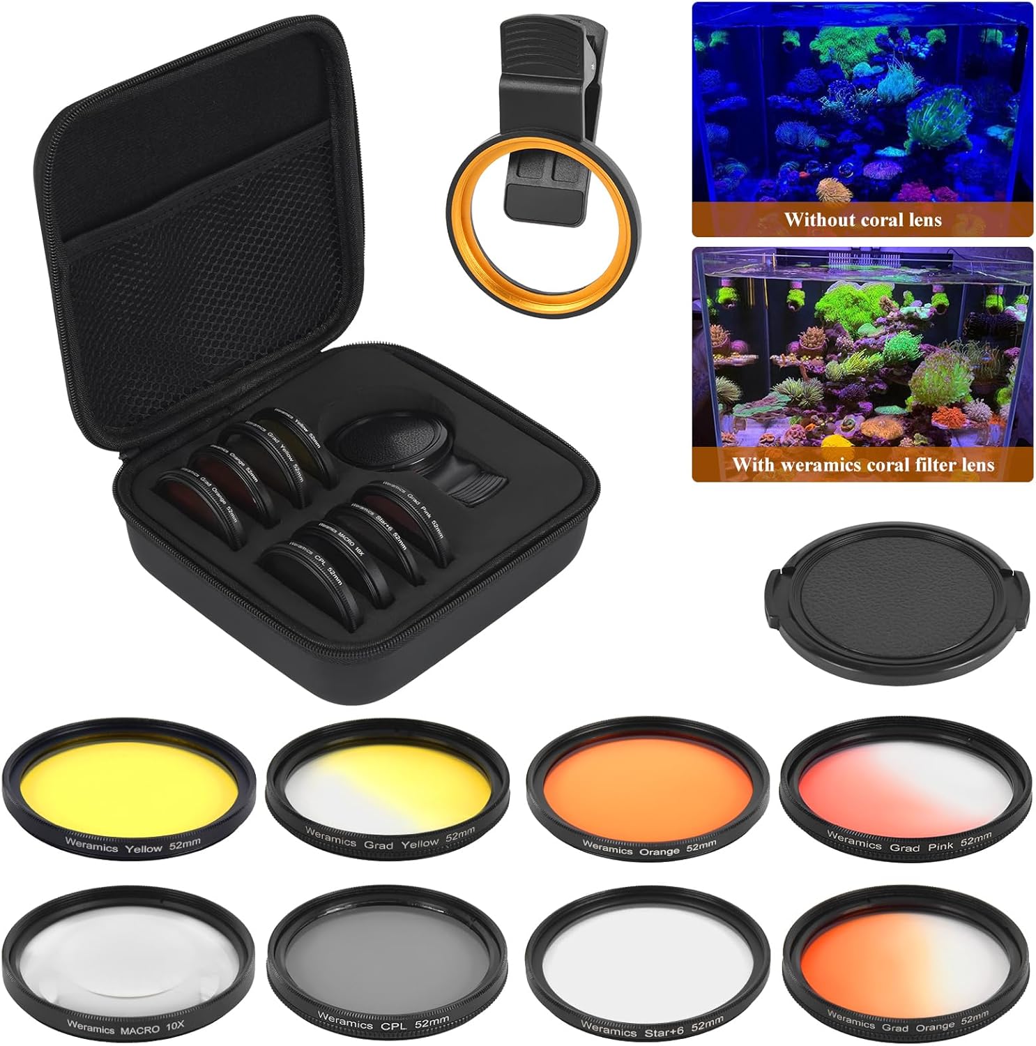 Coral Lens Aquarium Reef Filter Lens Kits for Phone...