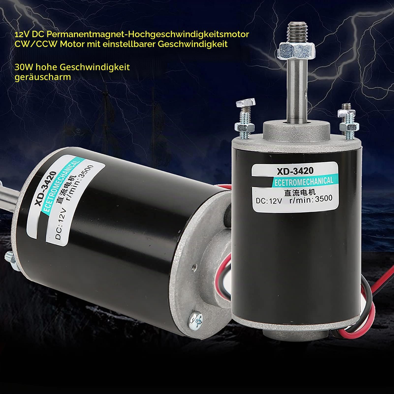 Permanentmagnet Gleichstrommotor 30W 12V/24V mit Hoher Drehzahl und Großem Drehmoment für DIY Generator Zuckerwattemaschinen und Kleine Werkzeuge (12V 3500rpm)