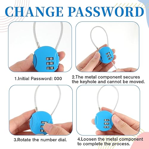 Miniatura 3 de 3 cerraduras de 3 dígitos de combinación pequeña para casillero, candado de gimnasio para exteriores, cerraduras de equipaje reiniciables,