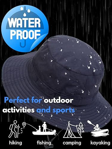Miniatura 9 de GEGEEN DOMOG Sombreros impermeables de secado rápido, sombrero de lluvia para exteriores, playa, pesca, senderismo, sombrero de sol con cuerdas