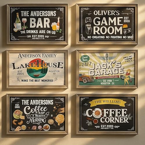 Miniatura 7 de Letrero de barra personalizado, decoración de pared de barra rústica personalizada, arte de lienzo de bar para el hogar, regalo de barra de cueva de