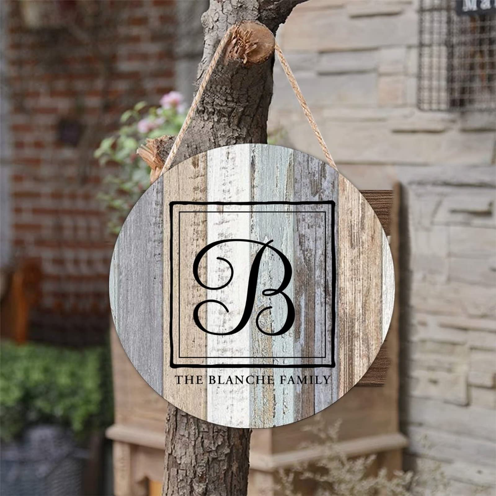 Amazon.com : Vintage Round Wood Home Decor Sign 12x12 Initial