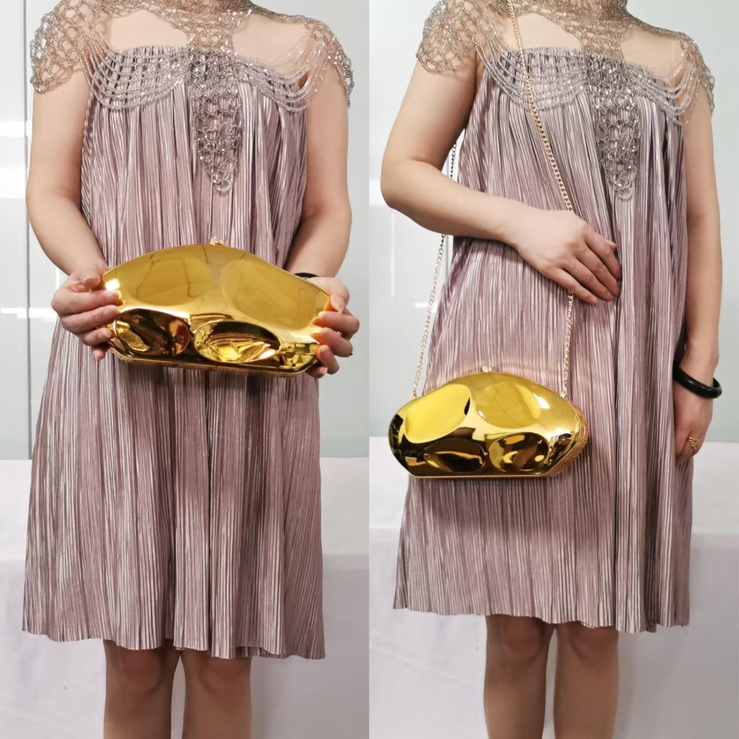 Acrylic Shell Handbag Removable Chain Crossbody Shoulder Evening Bag Clutch Purse for Women Formal Wedding Party Prom
