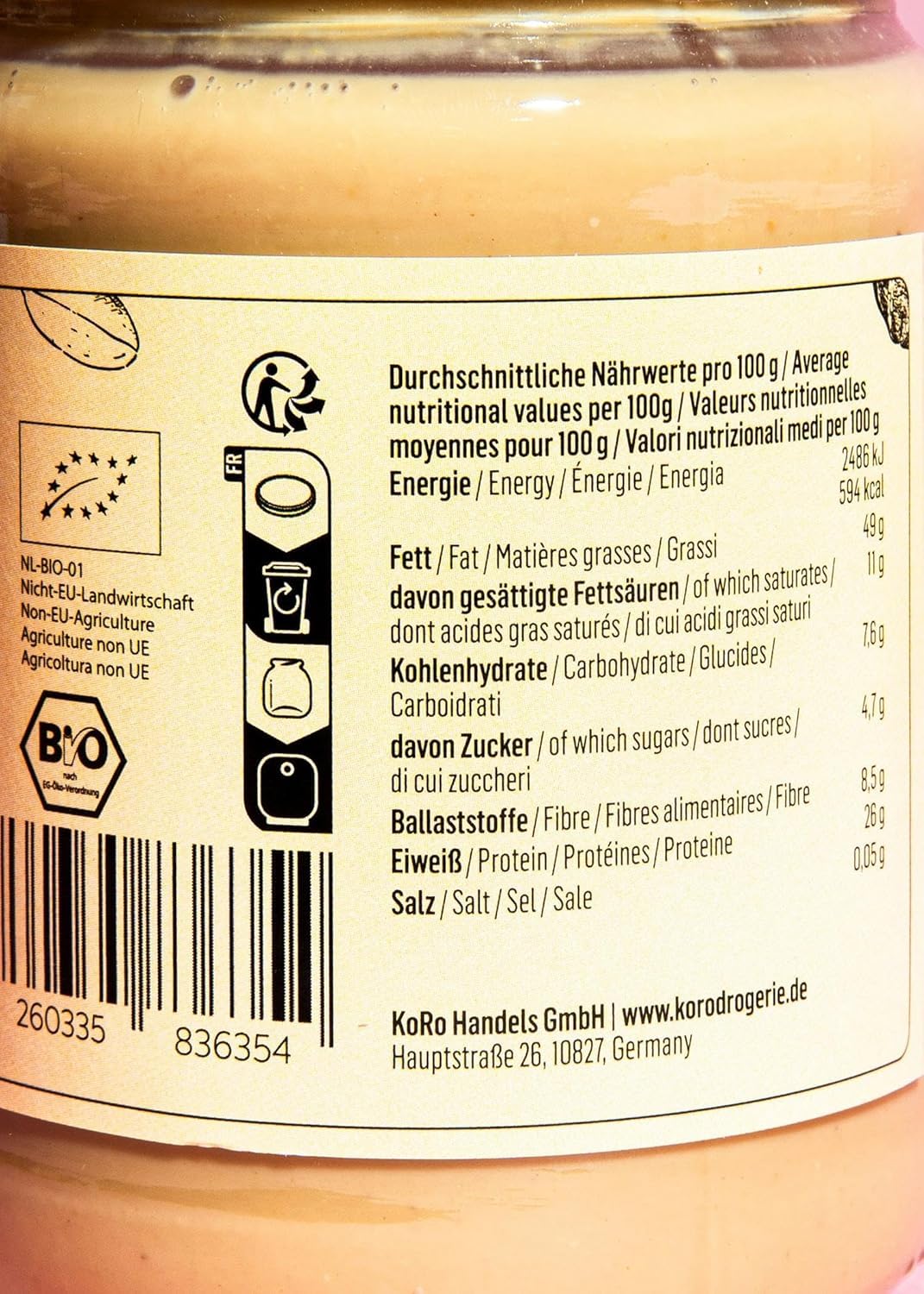 KoRo - Purée de cacahuète bio 2 x 500 g - Qualité bio - Sans additifs - Dans un lot pratique de deux
