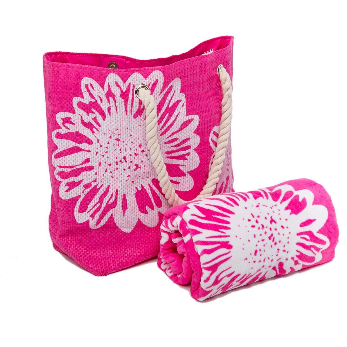 AIREE FAIREE Bolsas de Playa + Toalla Playa Conjunto de playa de 2 piezas, Diseño floral y caballito de mar - El set perfecto para unas vacaciones en la playa