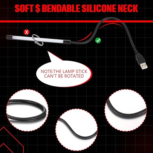 Miniatura 3 de Mudder Luz portátil USB para computadora portátil para teclado Stick flexible Interruptor táctil regulable Lámpara de luz blanca LED para