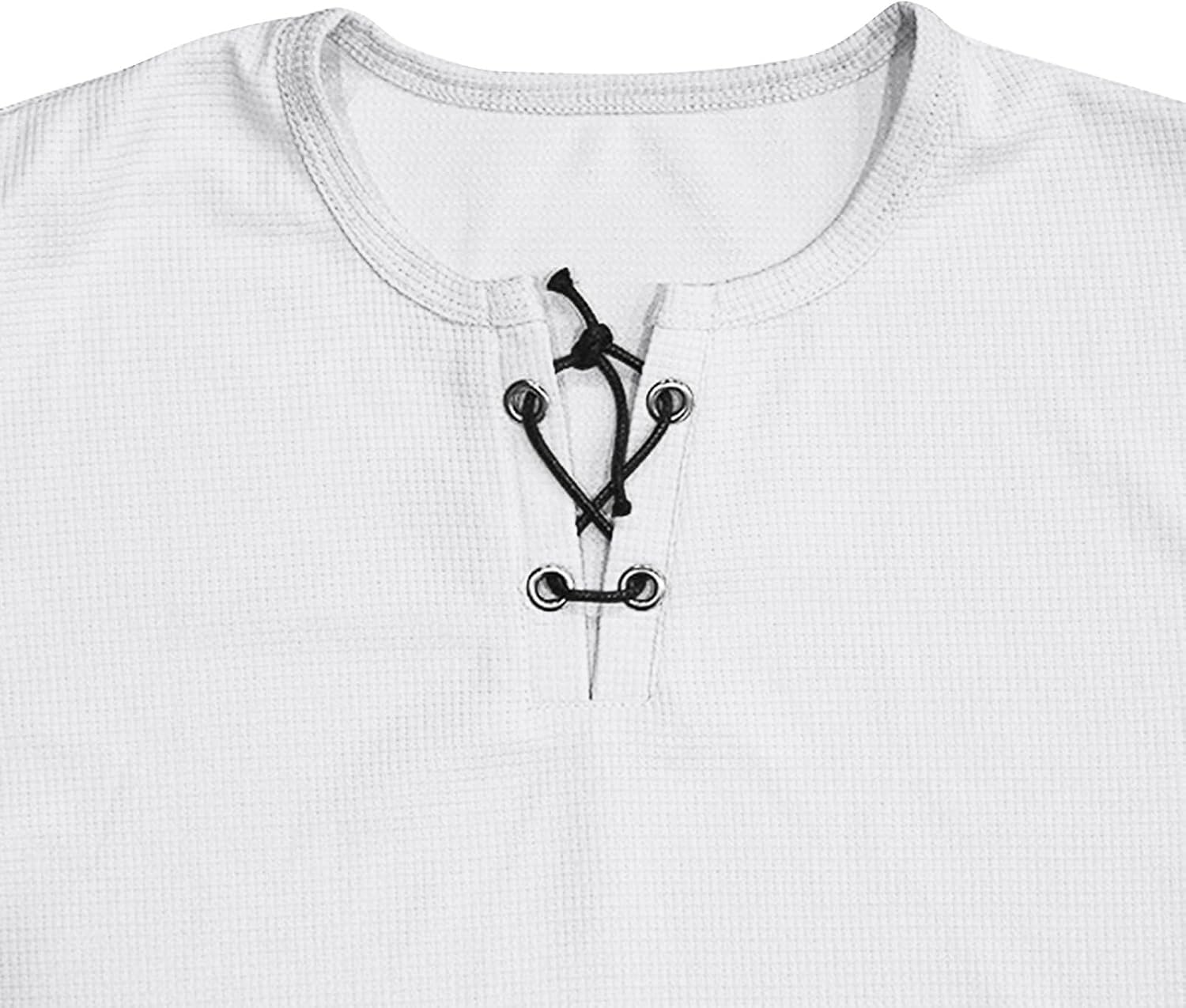 WENKOMG1 Men's Retro Henley Shirts Lace Up Short Sleeve Summer Beach Tee Top, M-3XL