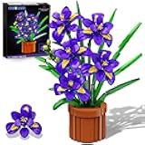 Flowers Botanicals Iris Building Set - Artificial Purple Bonsai Plant for Home Office Décor, 808PCS Fake Flowers Building Block Indoor Decoration, Floar Birthday for Adults
