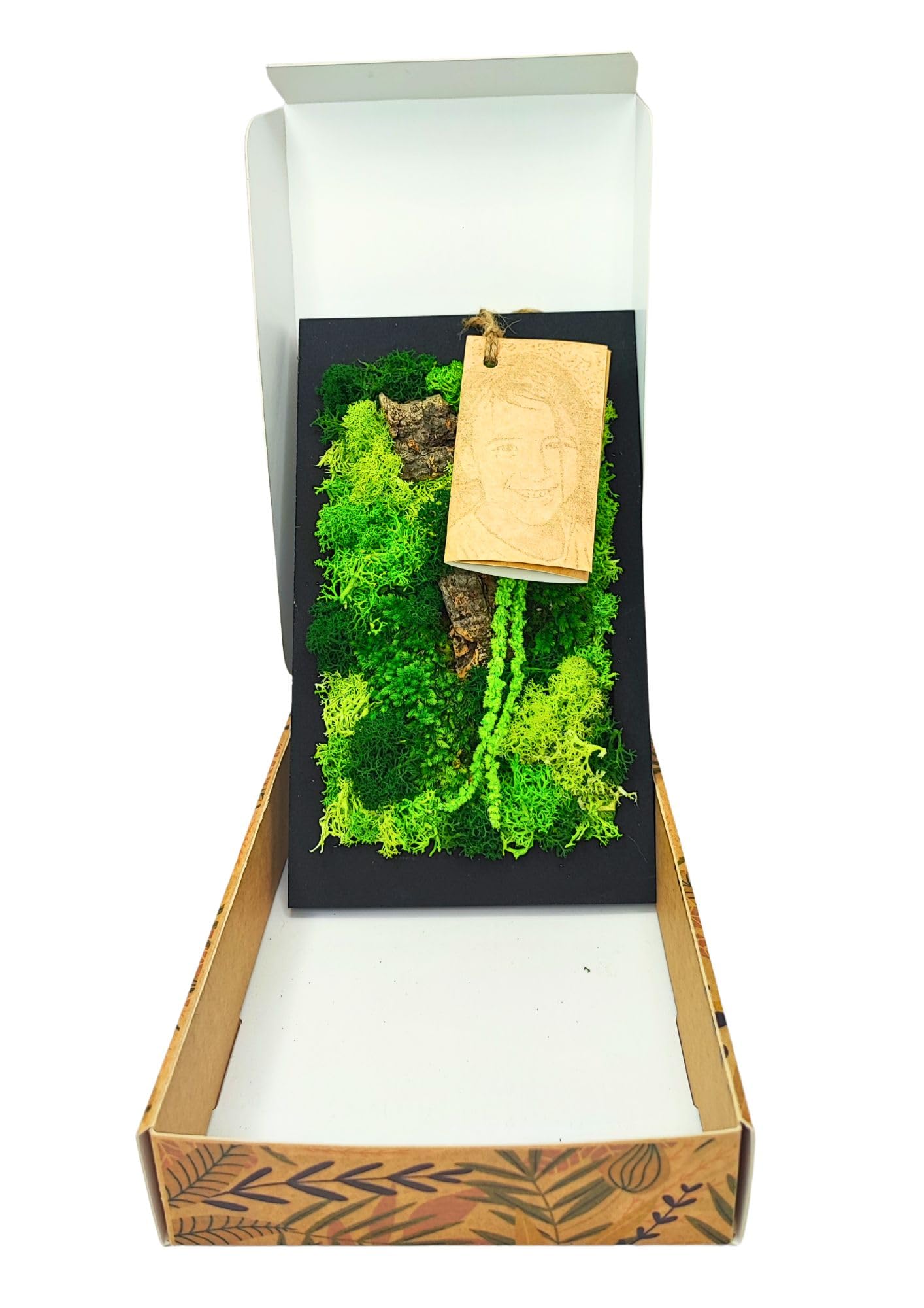I GIARDINI DI GIULIA - Quadro da Parete in Muschio Stabilizzato | Manutenzione Zero | Design Elegante | Dimensioni Compatte 14,5x24,5 cm | Arredo Naturale | Cornice Nera, Legno