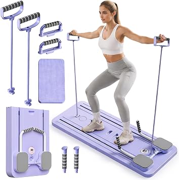 Reformer Pilates Board, Pilates Reformer Board Machine, Multifunctional Fitness Kit for Women, Full-body Workout at Home, Built-in Timer