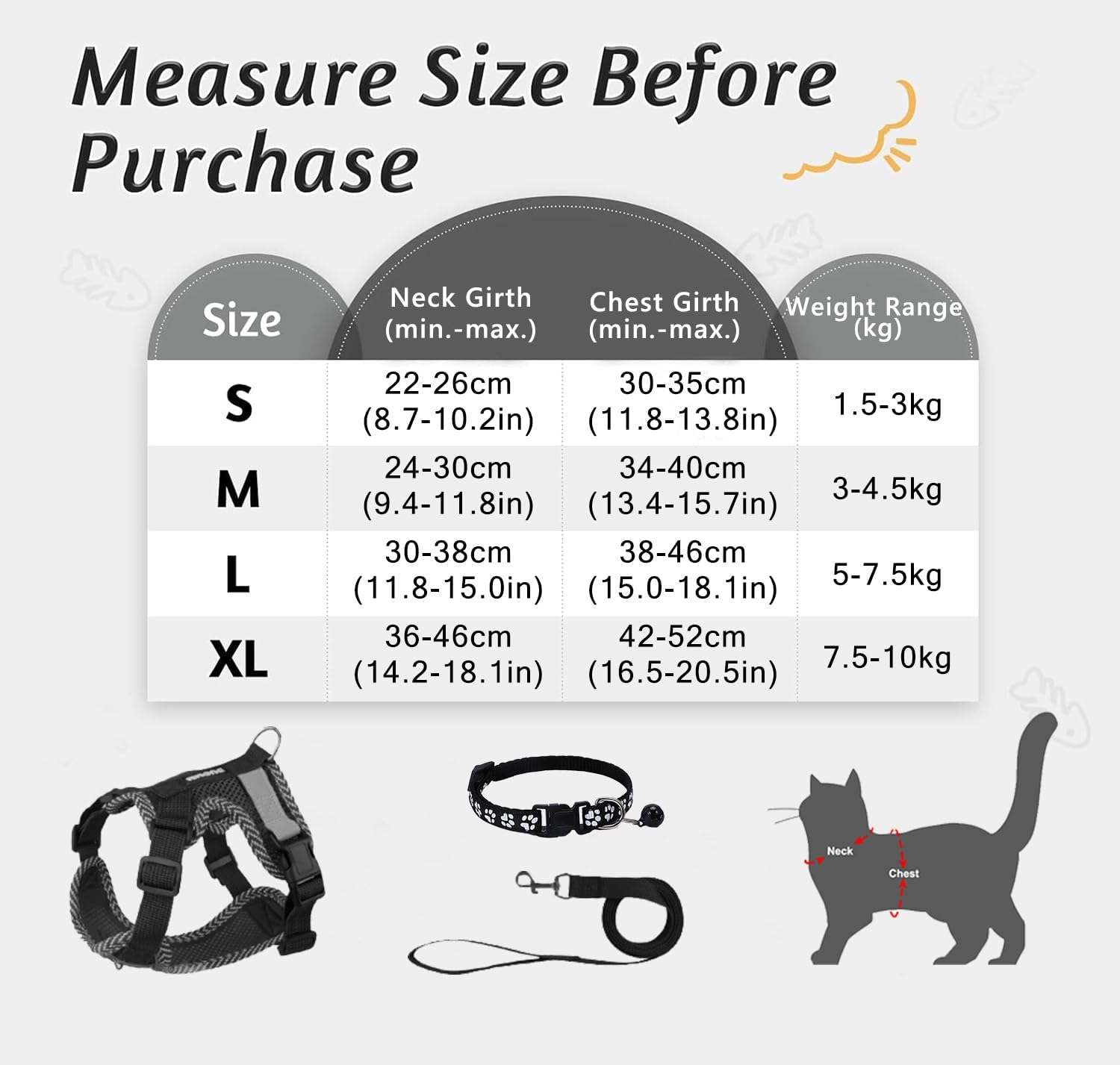 Cat Harness and Lead, Adjustable Kitten Harness with Reflective Strips, Cat Collar Set, Escape Proof Breathable Cat Vest Harness for Cats Dogs Pets Walking (S) 3 71cCpsBerhL. AC SL1500