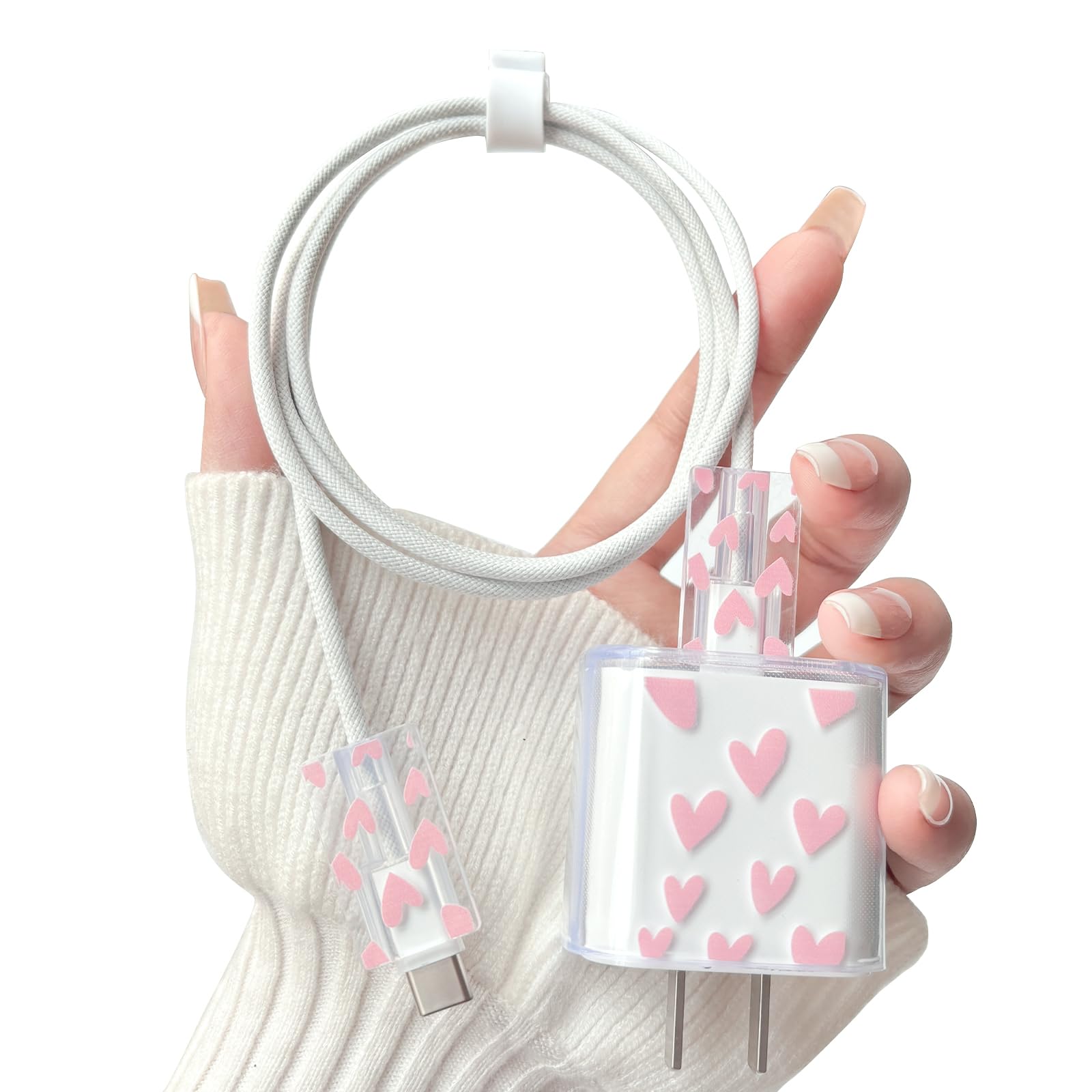 Protector de cargador iPhone 20W suave transparente que evita roturas del cable USB C 7