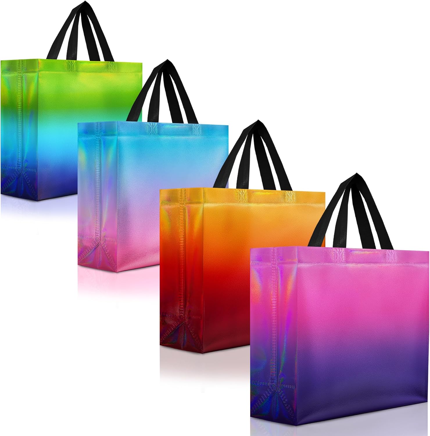 Nush Nush Set of 12 Rise Mix Large Gift Bags – Stunning and Shiny Reusable Gift Bags With Handles – Goodie Bag for Birthday Party, Wedding Party Favors, Holidays, Events – 13Wx5Dx11H